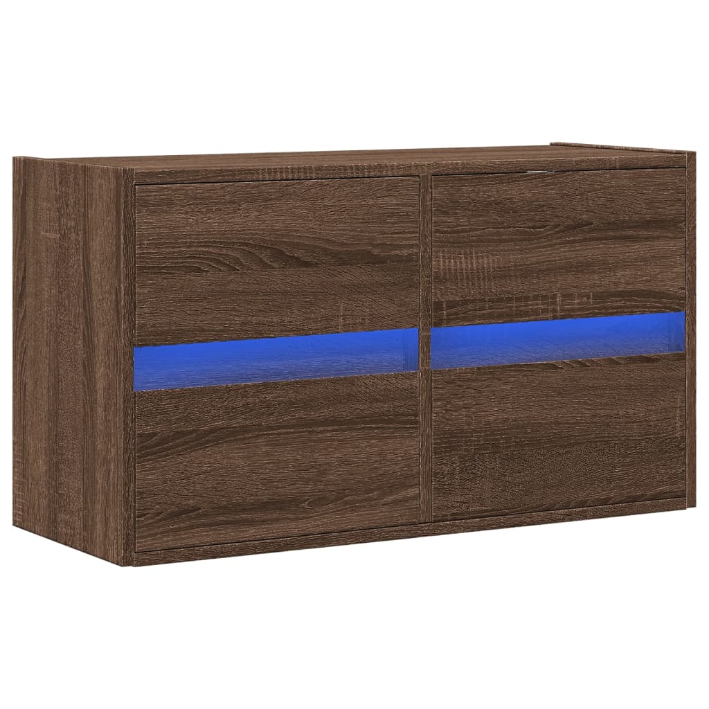 vidaXL TV-Wandschrank mit LED-Beleuchtung Braun Eiche-Optik 80x31x45cm