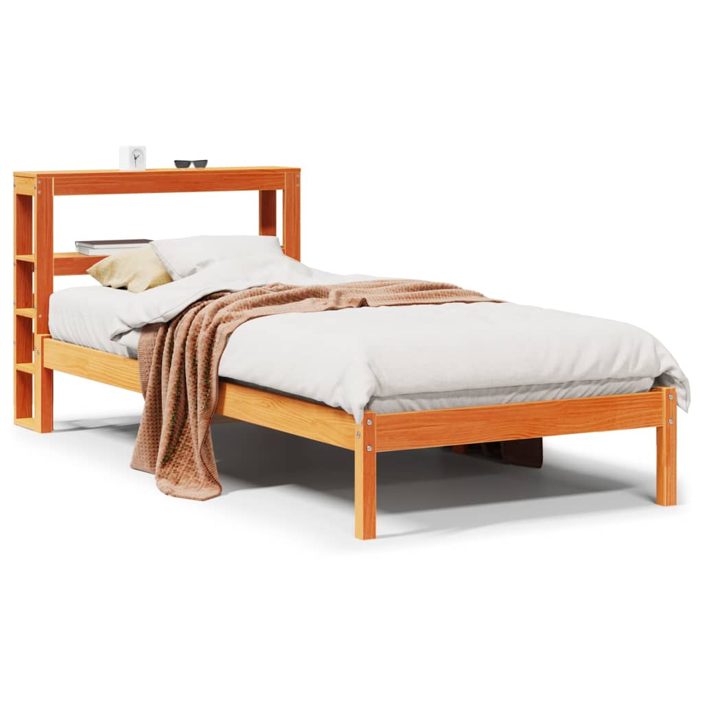 vidaXL Bettgestell mit Kopfteil ohne Matratze Wachsbraun 75x190 cm