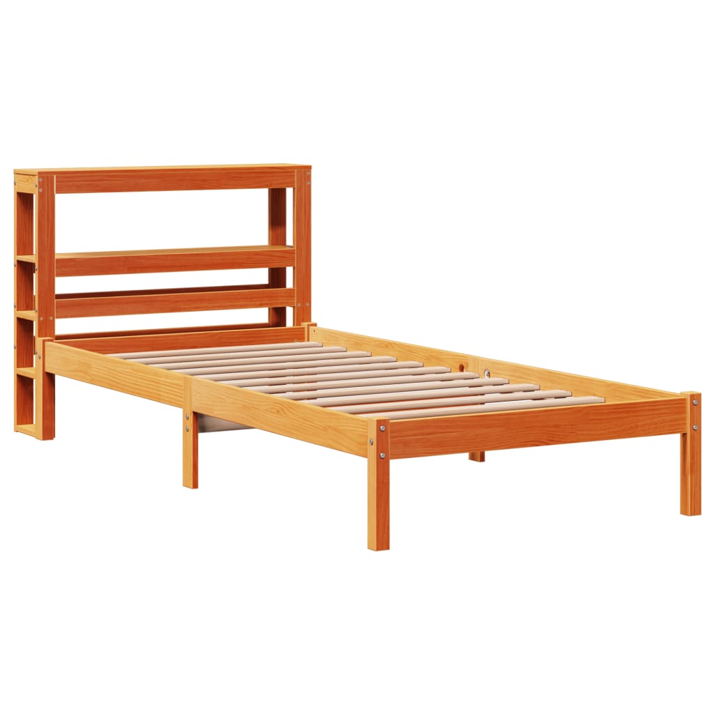 vidaXL Bettgestell mit Kopfteil ohne Matratze Wachsbraun 75x190 cm
