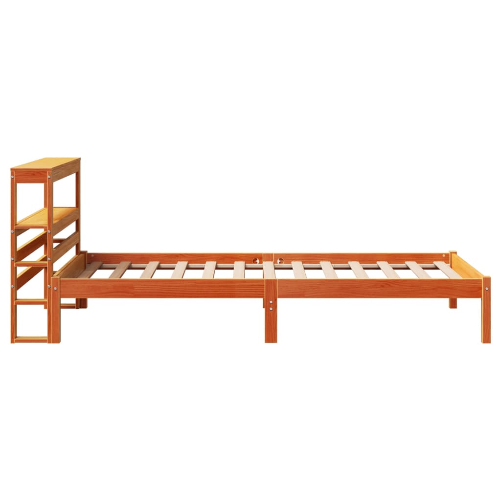 vidaXL Bettgestell mit Kopfteil ohne Matratze Wachsbraun 75x190 cm