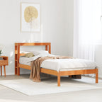 vidaXL Bettgestell mit Kopfteil ohne Matratze Wachsbraun 75x190 cm