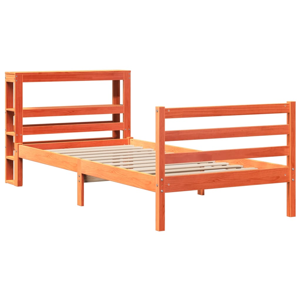 vidaXL Massivholzbett ohne Matratze Wachsbraun 75x190 cm Kiefernholz
