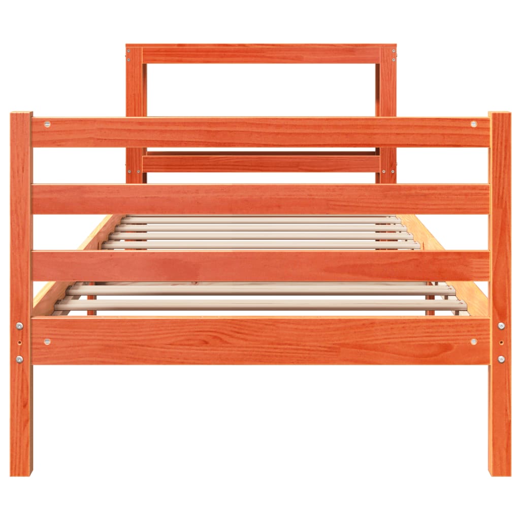 vidaXL Massivholzbett ohne Matratze Wachsbraun 75x190 cm Kiefernholz