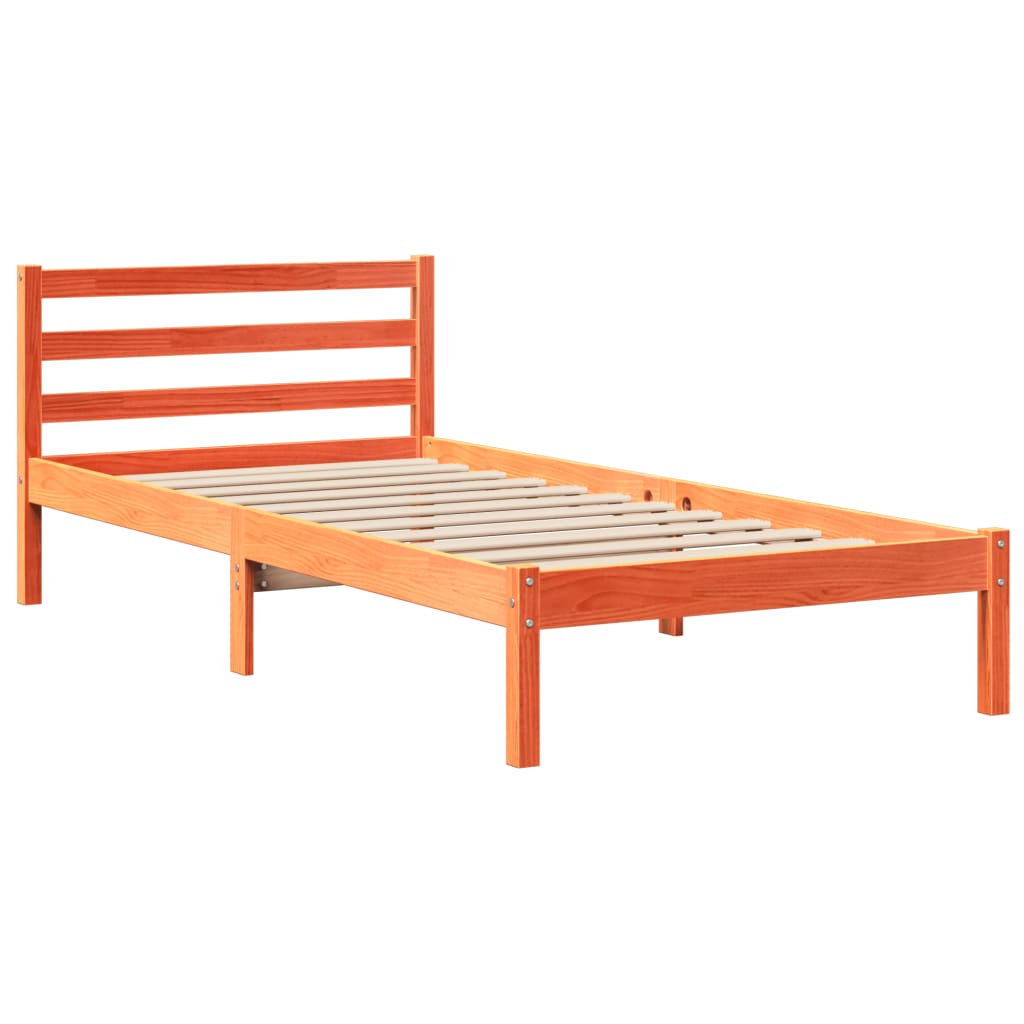 vidaXL Massivholzbett ohne Matratze Wachsbraun 75x190 cm Kiefernholz