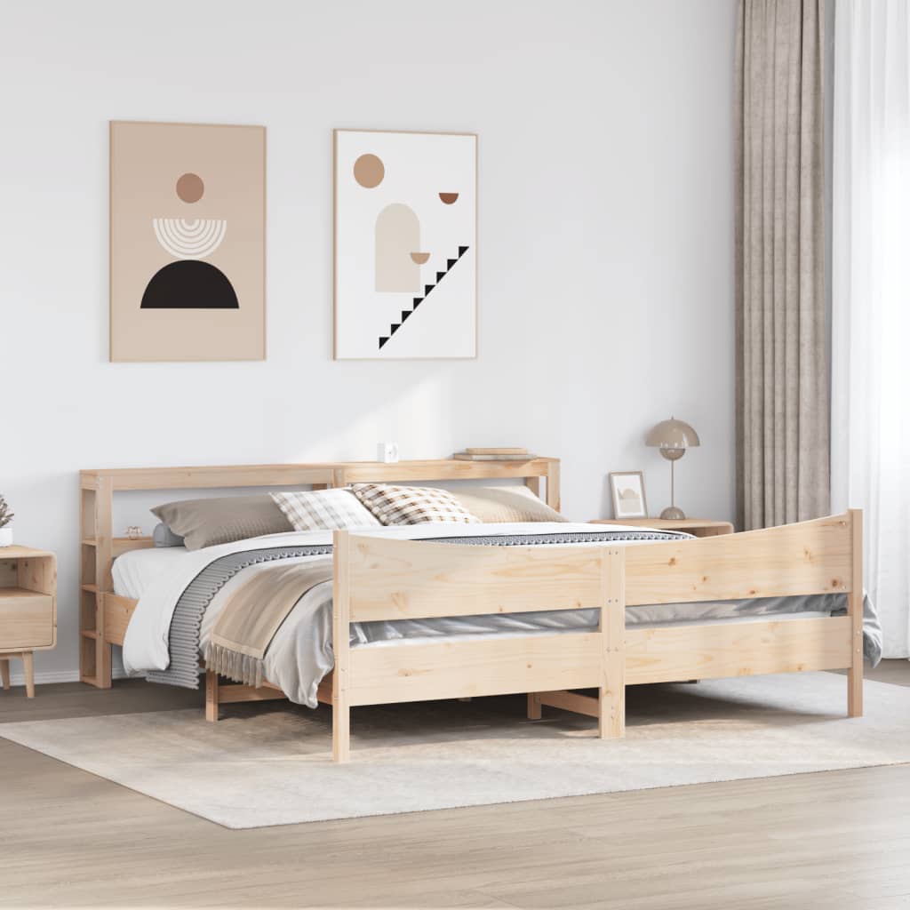vidaXL Massivholzbett mit Kopfteil 200x200 cm Kiefer
