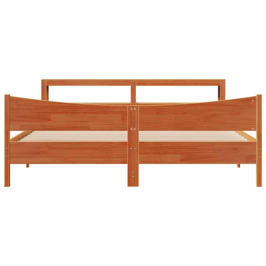 vidaXL Massivholzbett mit Kopfteil Wachsbraun 200x200 cm Kiefer