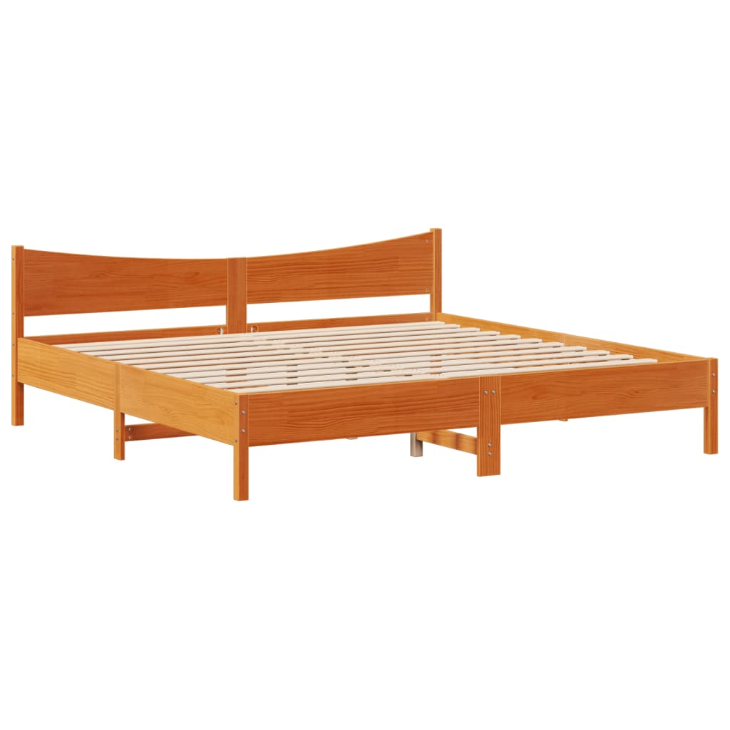 vidaXL Massivholzbett mit Kopfteil Wachsbraun 200x200 cm Kiefer
