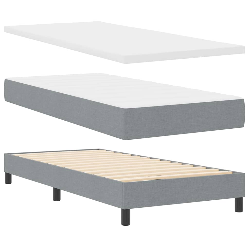 vidaXL Boxspringbett mit Kopfteil Hellgrau 80 x 200 cm Stoff