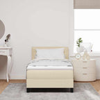 vidaXL Boxspringbett mit Kissen mit Kopfteil Creme 90 x 190 cm Stoff