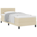 vidaXL Boxspringbett mit Kissen mit Kopfteil Creme 90 x 190 cm Stoff