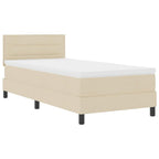 vidaXL Boxspringbett mit Kissen mit Kopfteil Creme 90 x 190 cm Stoff