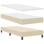 vidaXL Boxspringbett mit Kissen mit Kopfteil Creme 90 x 190 cm Stoff