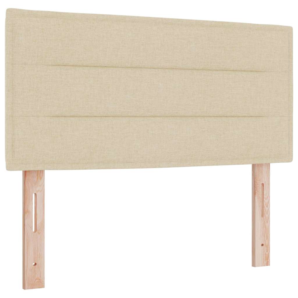 vidaXL Boxspringbett mit Kissen mit Kopfteil Creme 90 x 190 cm Stoff