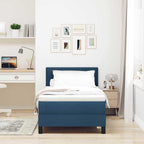 vidaXL Boxspringbett mit Matratze mit Kopfteil Blau 90 x 200 cm Stoff