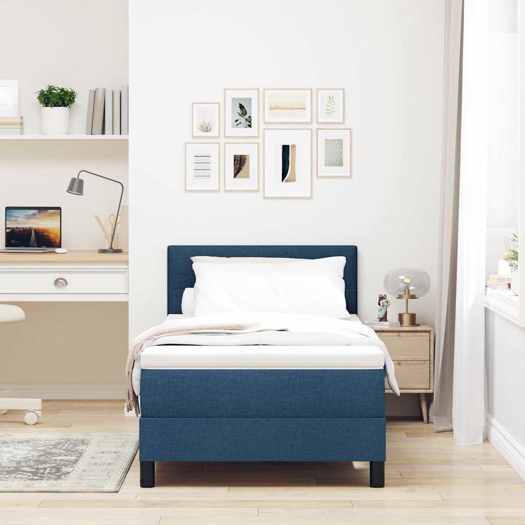 vidaXL Boxspringbett mit Matratze mit Kopfteil Blau 90 x 200 cm Stoff