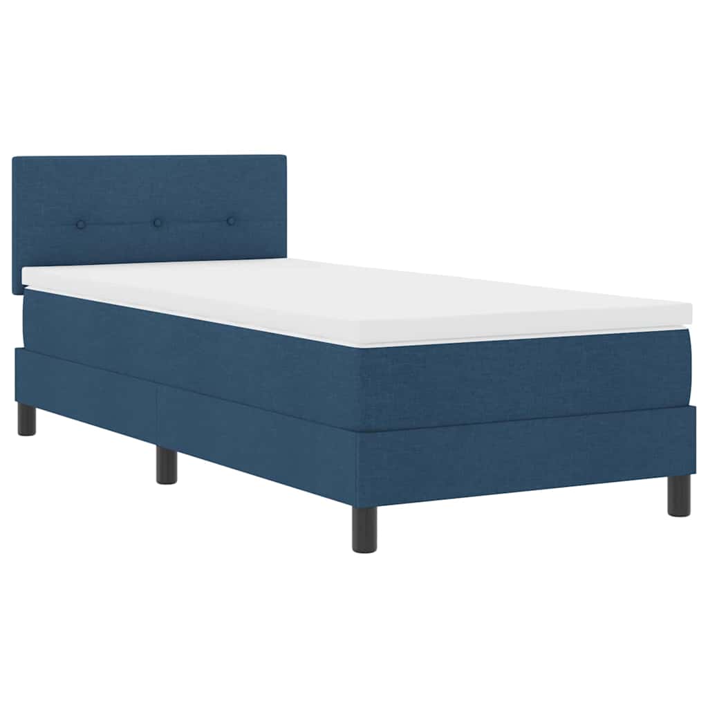 vidaXL Boxspringbett mit Matratze mit Kopfteil Blau 90 x 200 cm Stoff
