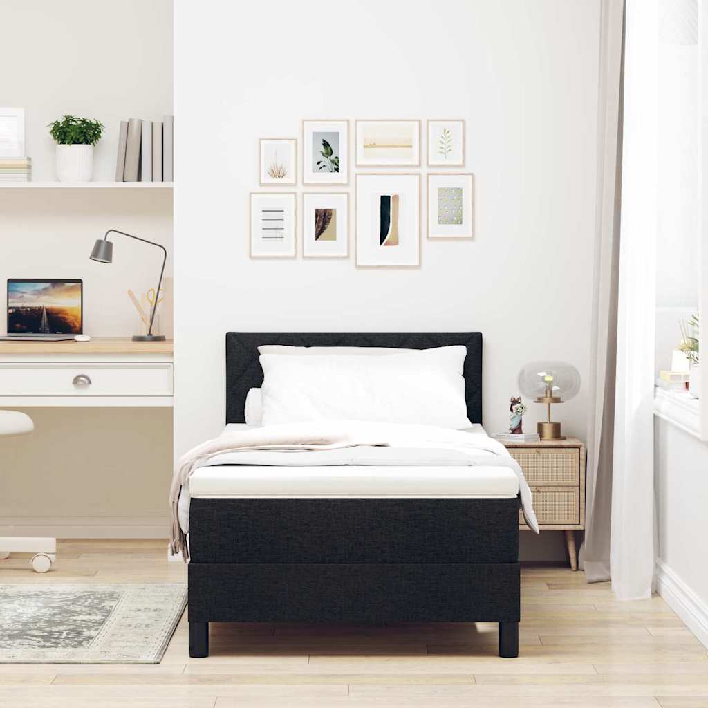 vidaXL Boxspringbett mit Matratze Schwarz 100 x 200 cm Stoff