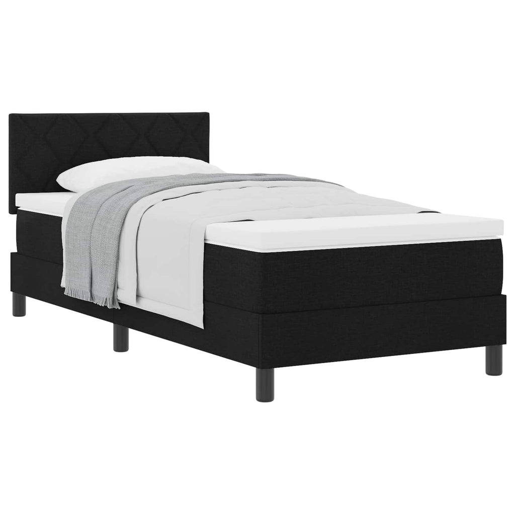 vidaXL Boxspringbett mit Matratze Schwarz 100 x 200 cm Stoff
