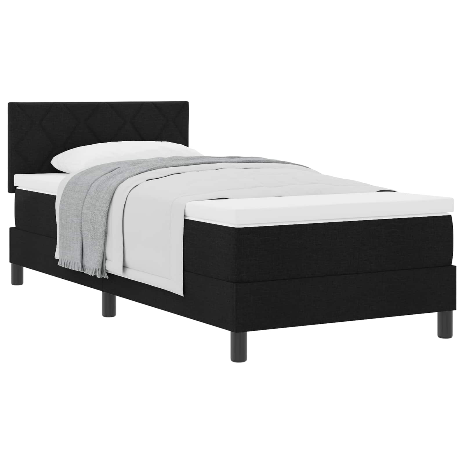 vidaXL Boxspringbett mit Matratze Schwarz 100 x 200 cm Stoff