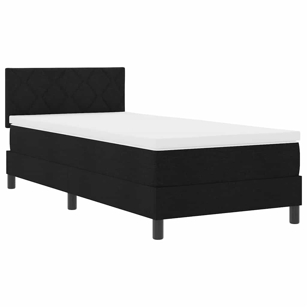 vidaXL Boxspringbett mit Matratze Schwarz 100 x 200 cm Stoff