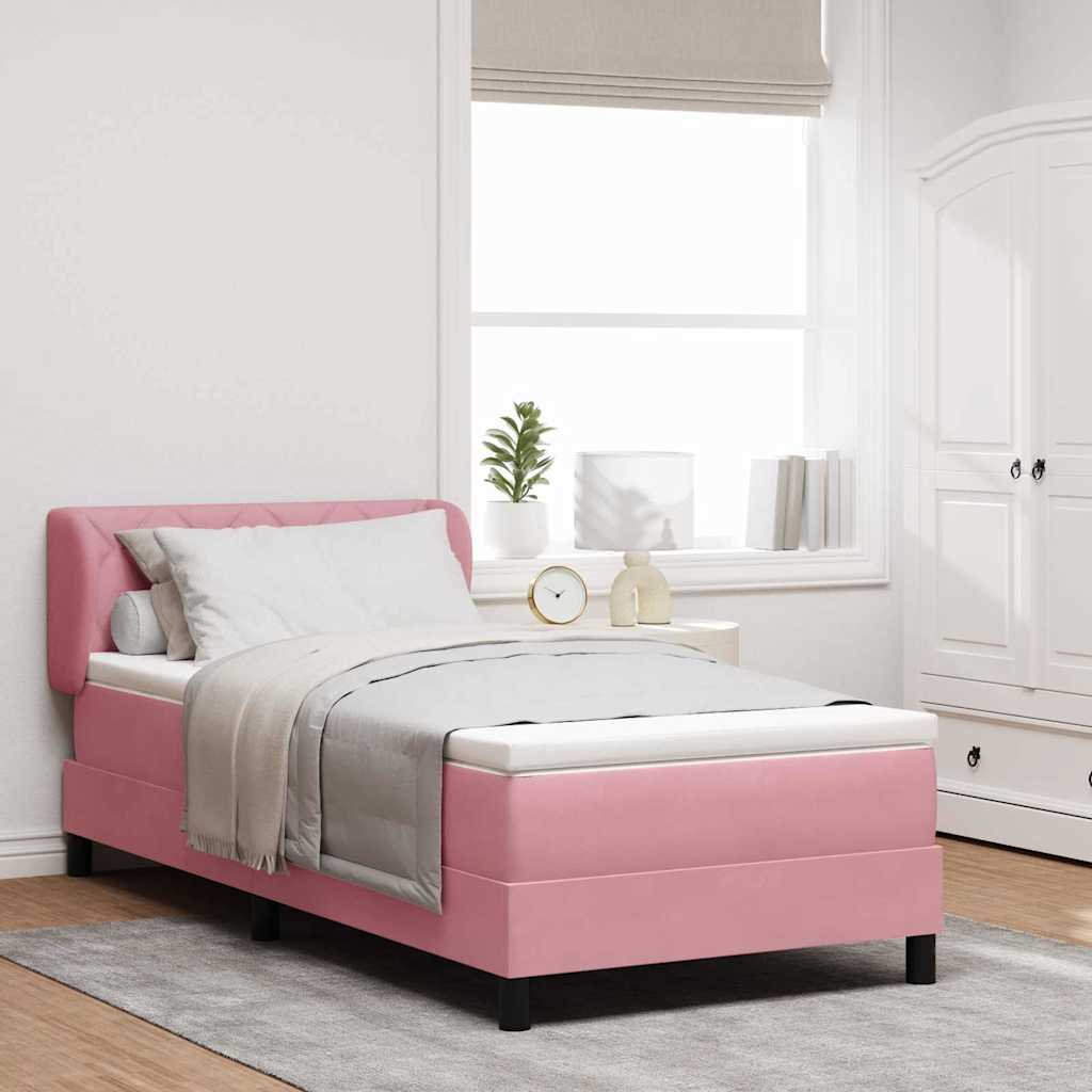 vidaXL Boxspringbett mit Kissen mit Kopfteil Rosa 100 x 200 cm Samt
