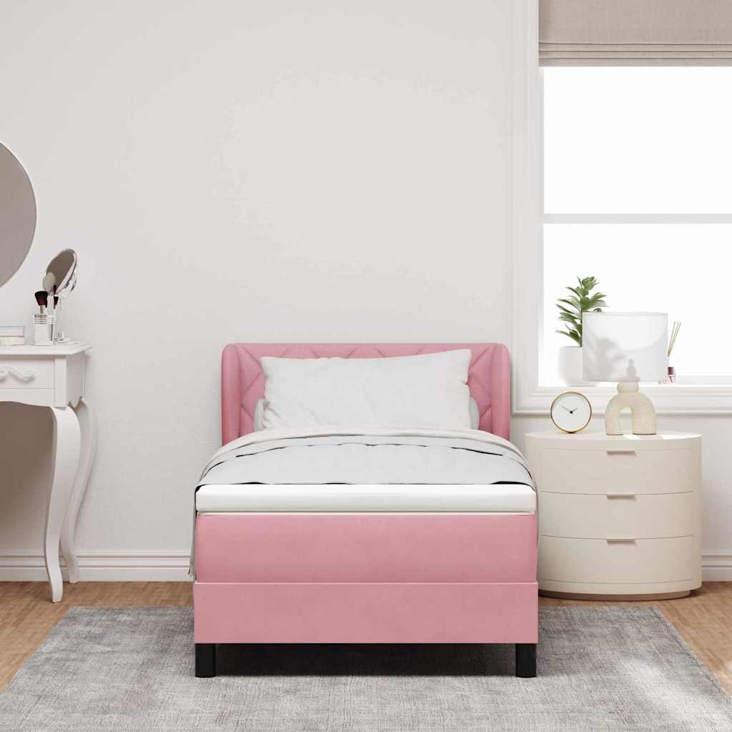 vidaXL Boxspringbett mit Kissen mit Kopfteil Rosa 100 x 200 cm Samt