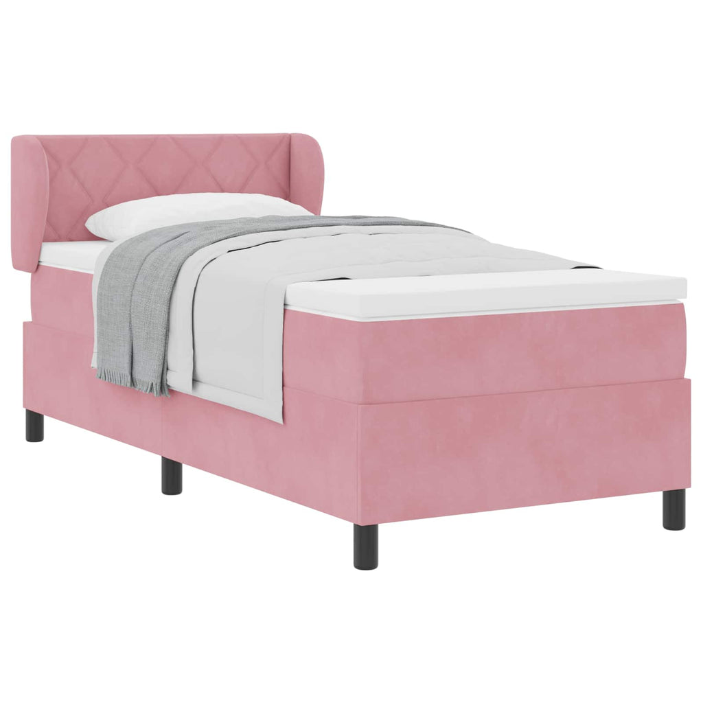 vidaXL Boxspringbett mit Kissen mit Kopfteil Rosa 100 x 200 cm Samt