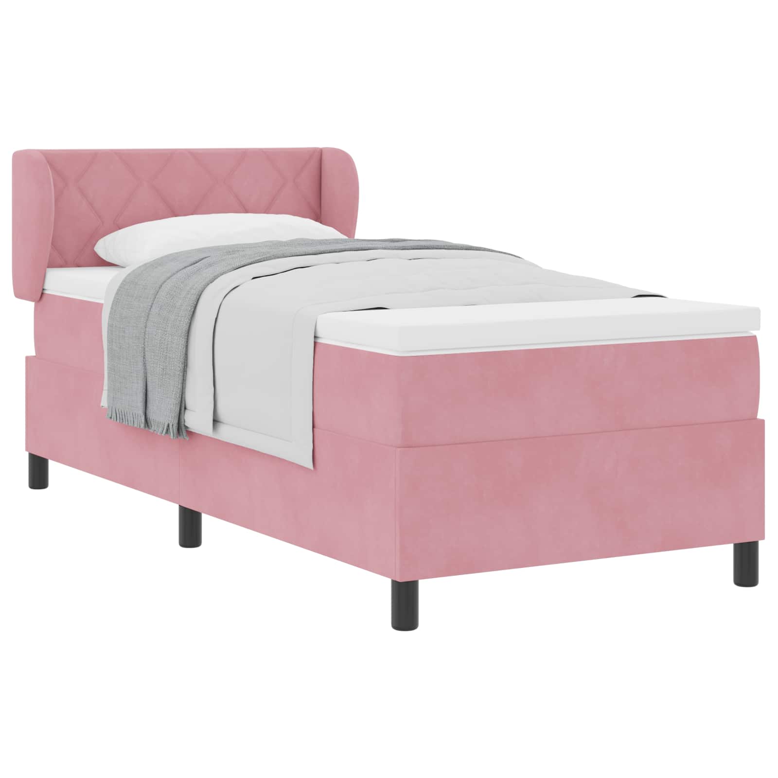vidaXL Boxspringbett mit Kissen mit Kopfteil Rosa 100 x 200 cm Samt