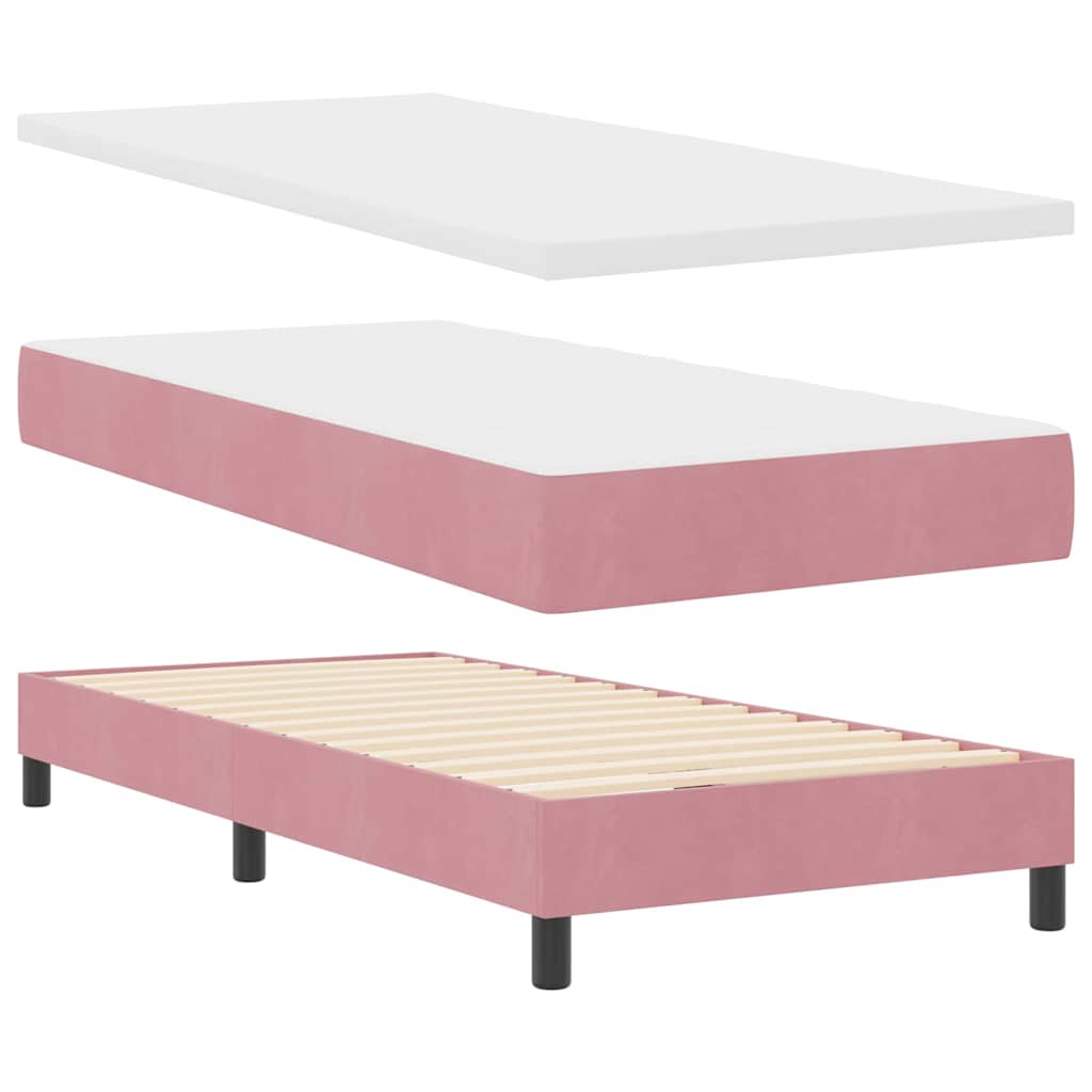 vidaXL Boxspringbett mit Kissen mit Kopfteil Rosa 100 x 200 cm Samt