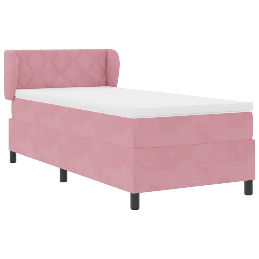 vidaXL Boxspringbett mit Kissen mit Kopfteil Rosa 100 x 200 cm Samt