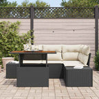 vidaXL Garten-Sofa-Set mit Kissen mit Kissen 5 pcs Schwarz und Creme