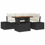 vidaXL Garten-Sofa-Set mit Kissen mit Kissen 5 pcs Schwarz und Creme