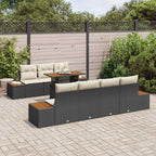vidaXL Garten-Sofa-Set mit Kissen 8 pcs Schwarz Poly Rattan