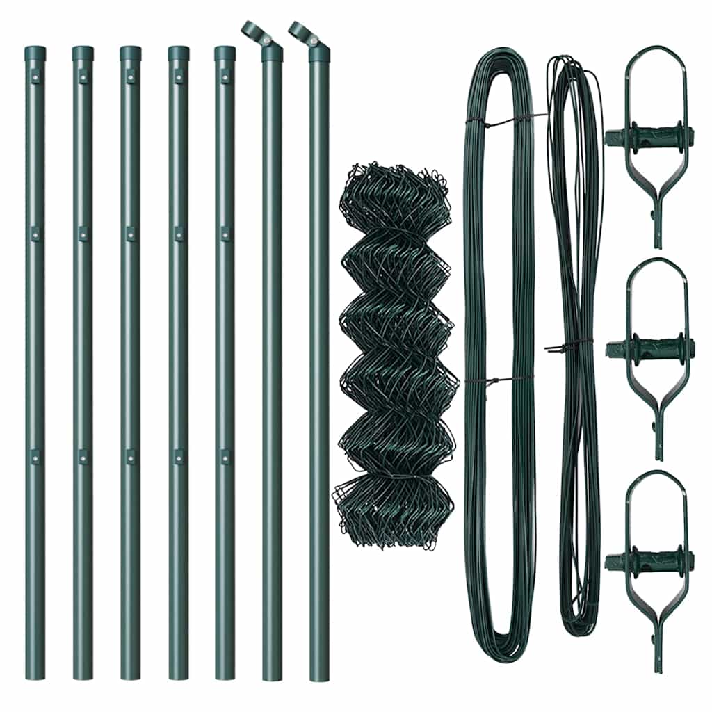 vidaXL Zaunpfosten Grün 10 x 0,4 m (40 x 40 mm Maschen) Stahl und PVC