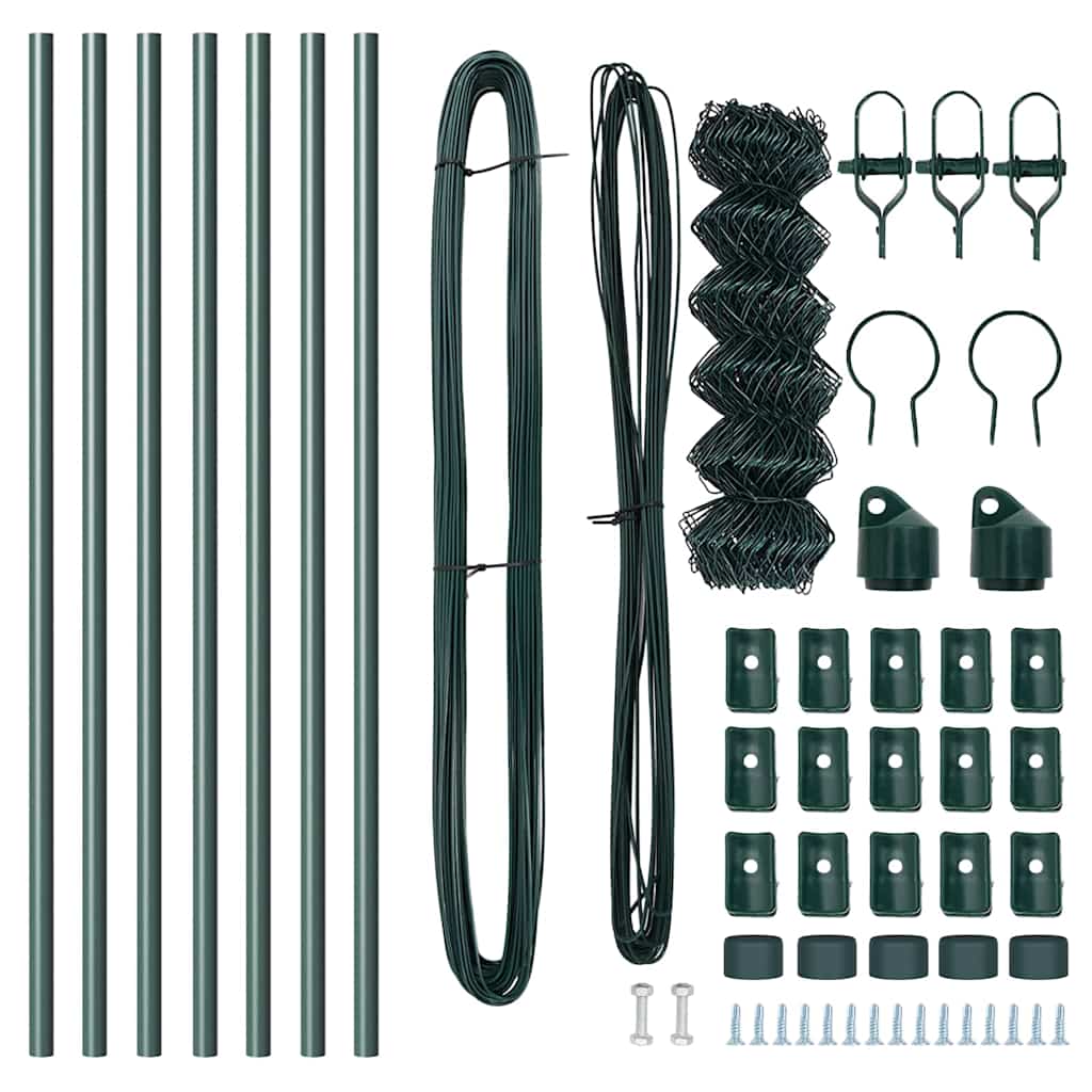 vidaXL Zaunpfosten Grün 10 x 0,4 m (40 x 40 mm Maschen) Stahl und PVC
