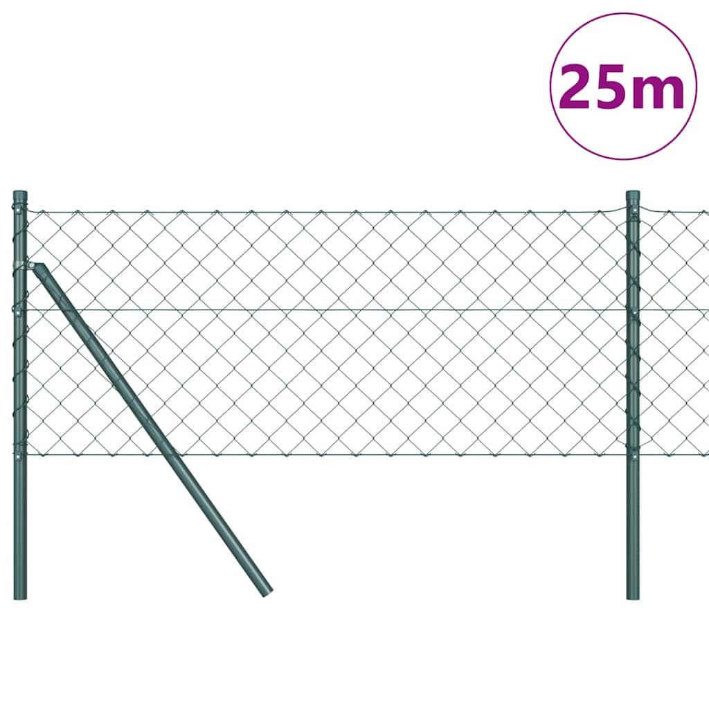 vidaXL Zaunpfosten Grün 0.8 x 25 m (60 x 60 mm Maschen) Stahl
