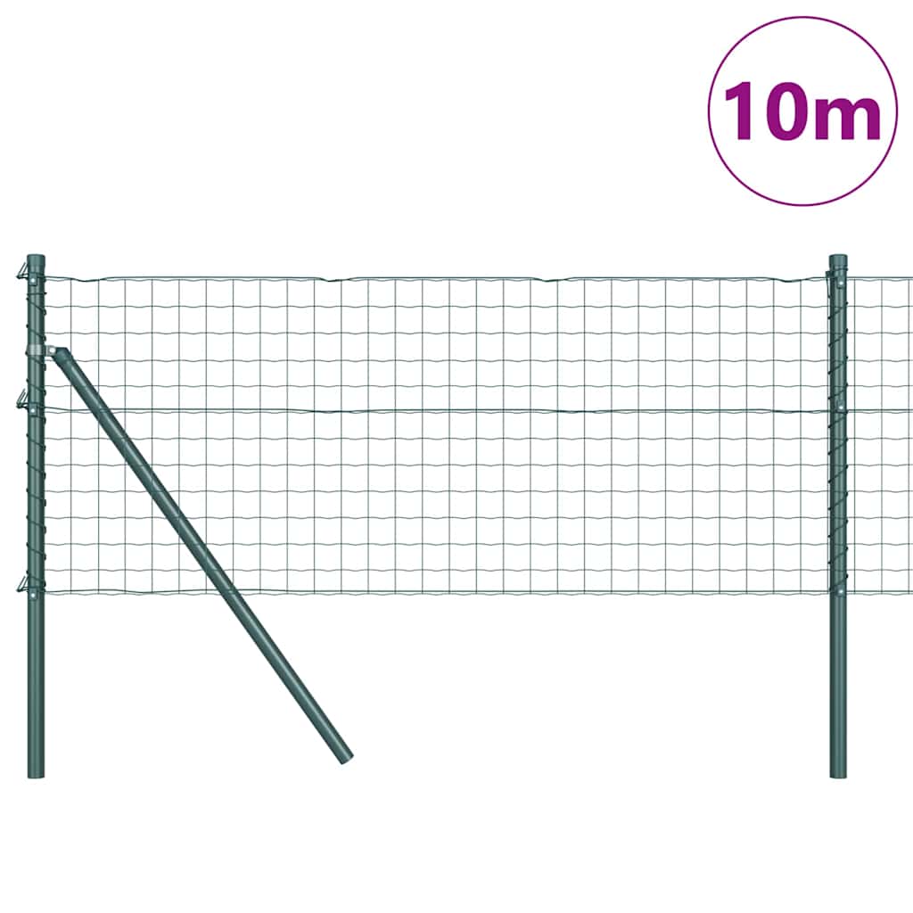 vidaXL Zaun mit Pfosten Grün 0,4 x 10 m Stahl und PVC