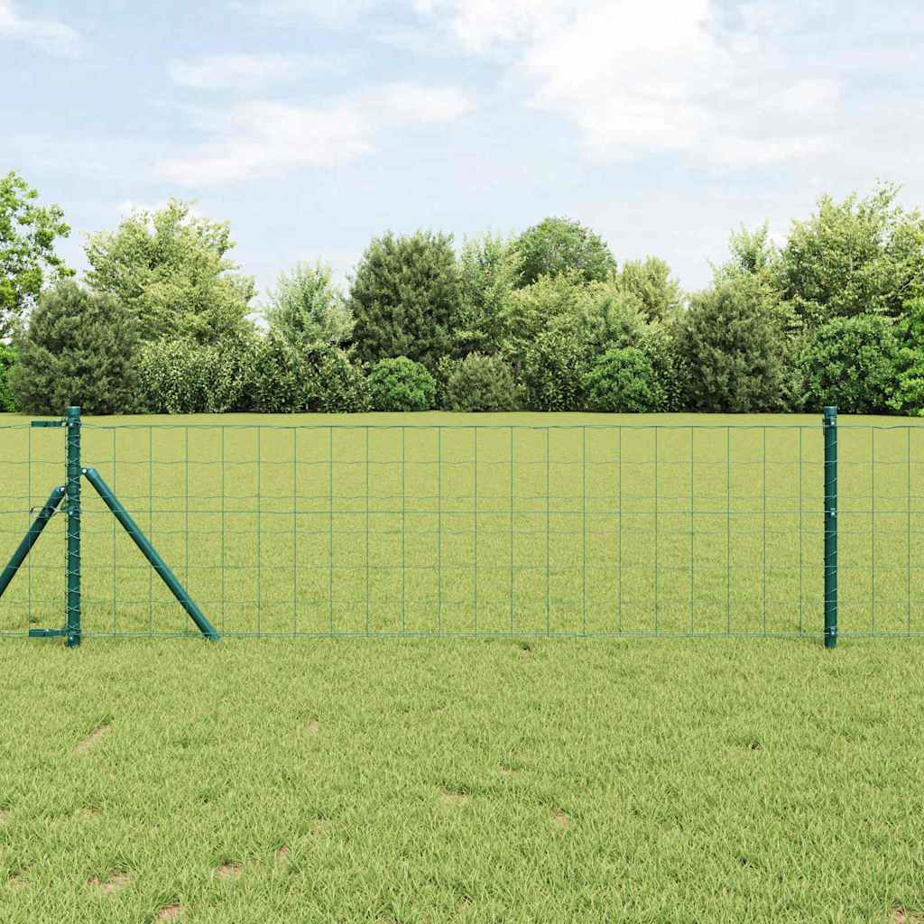 vidaXL Zaun mit Pfosten Grün 0,8 x 10 m Stahl