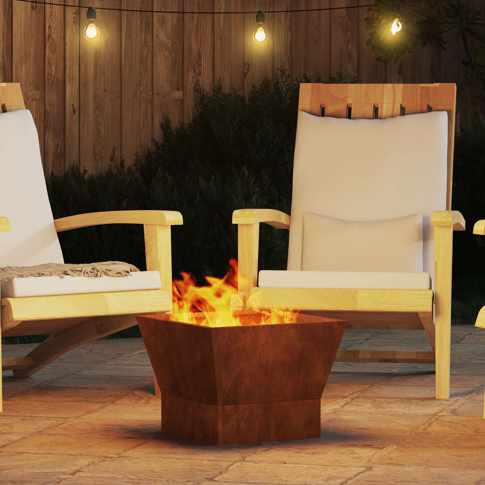 vidaXL Feuerstelle Braun 40 x 40 x 35 cm Wetterfeststahl