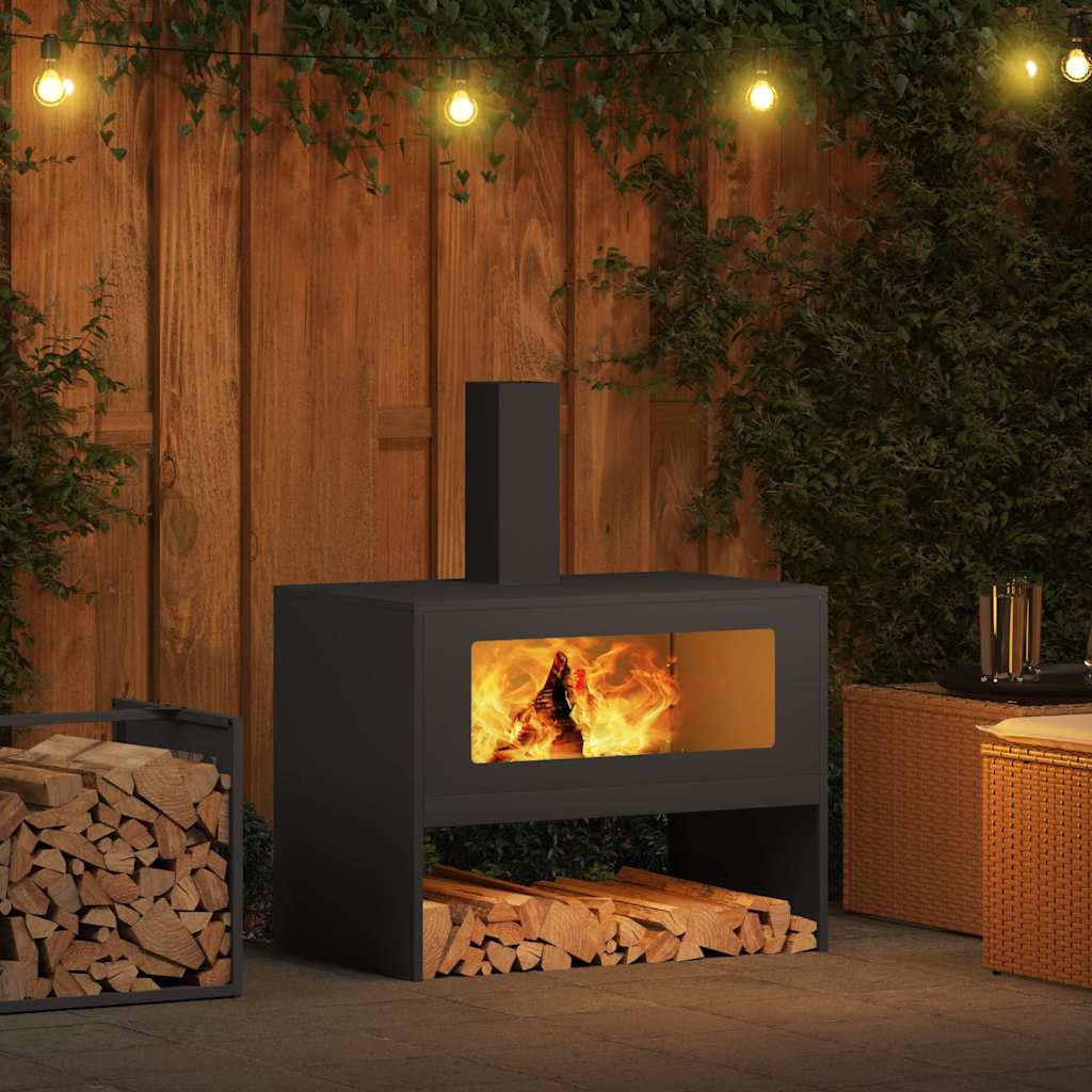 vidaXL Feuerstelle Schwarz 80 x 50 x 96 cm Kaltgewalzter Stahl