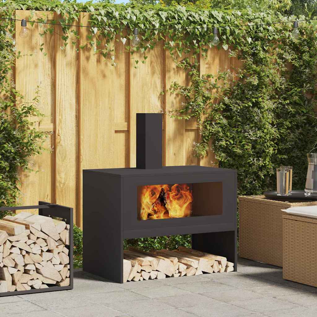 vidaXL Feuerstelle Schwarz 80 x 50 x 96 cm Kaltgewalzter Stahl