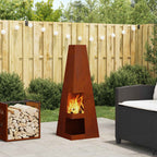 vidaXL Feuerstelle Braun 35 x 35 x 100 cm Wetterstahl