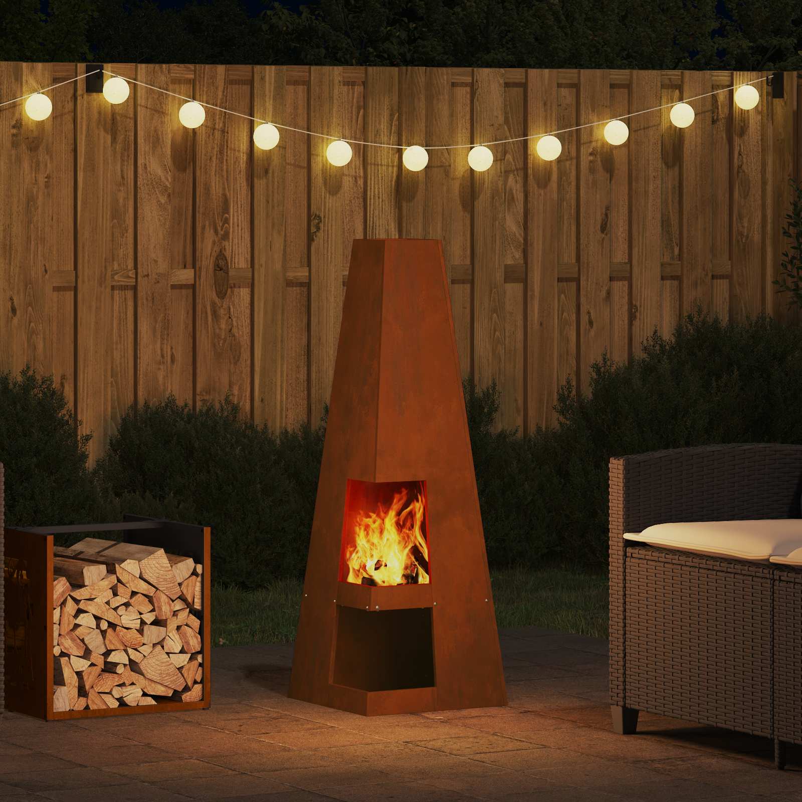 vidaXL Feuerstelle Braun 35 x 35 x 100 cm Wetterstahl