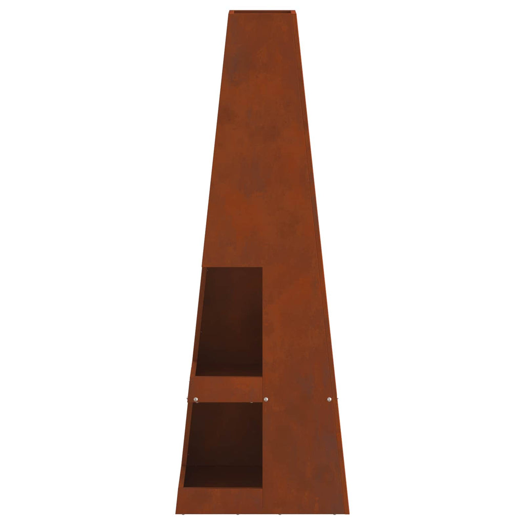 vidaXL Feuerstelle Braun 35 x 35 x 100 cm Wetterstahl