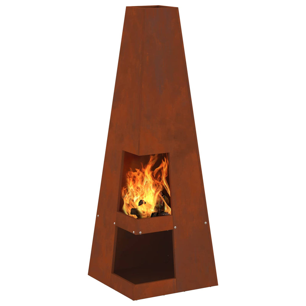 vidaXL Feuerstelle Braun 35 x 35 x 100 cm Wetterstahl