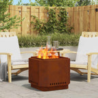 vidaXL Rauchfreier Feuerkorb Braun 58 x 58 x 51 cm Wetterfeststahl
