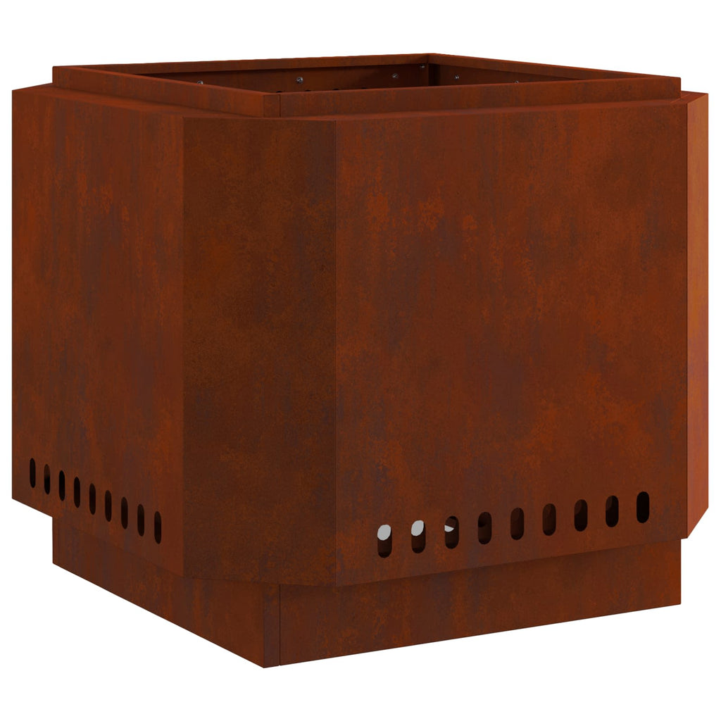 vidaXL Rauchfreier Feuerkorb Braun 58 x 58 x 51 cm Wetterfeststahl