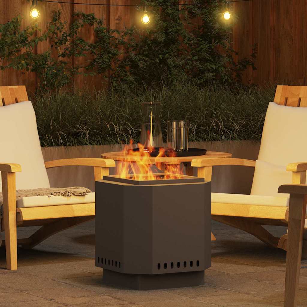 vidaXL Rauchfreier Feuerkorb Schwarz 48 x 48 x 51 cm Stahl
