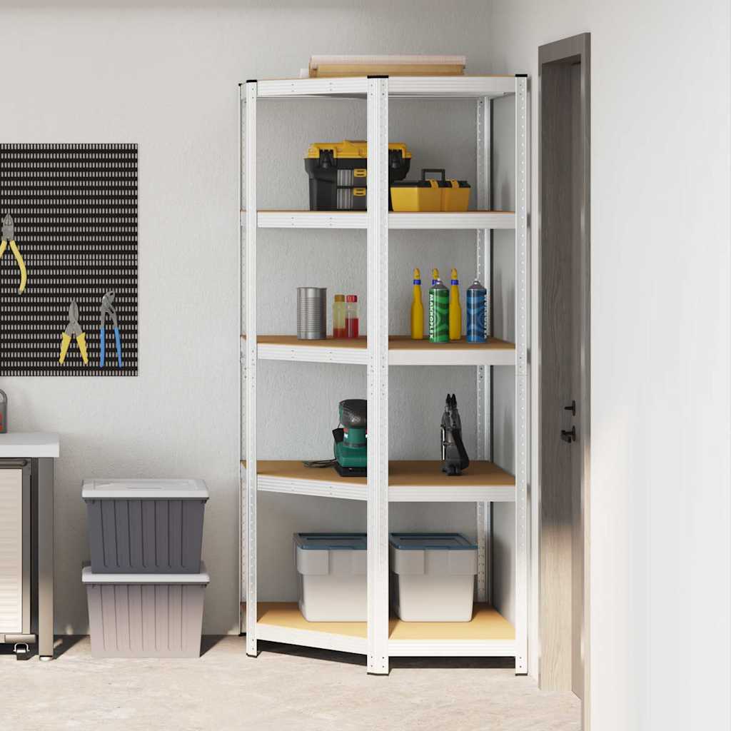 vidaXL Eckregal mit Regal Silber 90 x 90 x 198 cm Holzwerkstoff