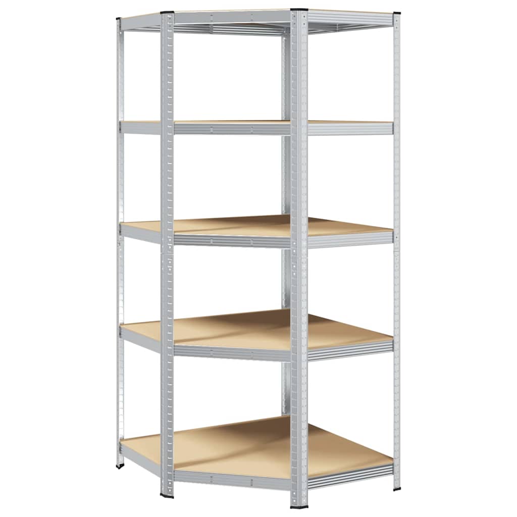 vidaXL Eckregal mit Regal Silber 90 x 90 x 198 cm Holzwerkstoff